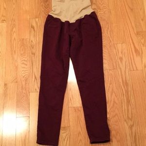 Maroon skinny maternity jeans